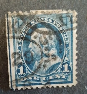 BENJAMIN FRANKLIN,1 Cent, BLUE,1923,VERY RARE-HINGE, GOOD CONDITION - Picture 1 of 1