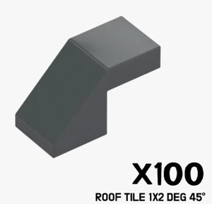 LEGO X100 TEJA 1X2 GRADOS 45 SIN PERILLAS PIEDRA OSCURA COLOR GRIS 6168776 28192 - Imagen 1 de 1