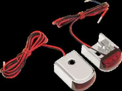Alloy Art Chrome Fender Strut Red LED Marker Lights Dyna Wide Glide 93-05 - Image 1 of 3