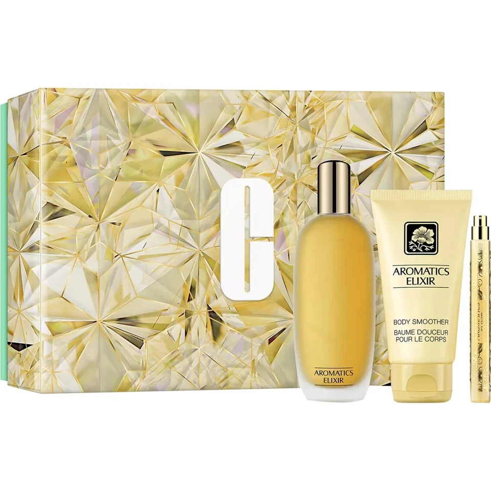 Clinique Aromatics Elixir 3pc Set: 3.4oz Perfume Sp, 2.5oz Smoother, .34oz Spray - Изображение 1 из 1