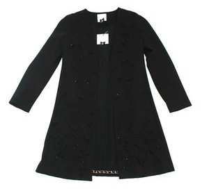$1135 New EDWARD ACHOUR PARIS Open Jacket Tassel Women's Small S FR 36 Black - Picture 1 of 6