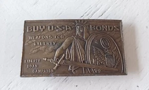 Vintage Buy USA Bonds Statue of Liberty Patriotic WW2 Historical Belt Buckle - Picture 1 of 3