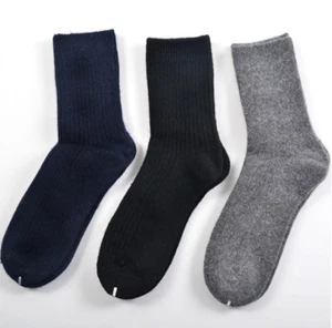 3 Pairs 100% Merino Wool Crew Thicken Dress Solid Thermal Warm Men Socks Winter - Picture 1 of 14