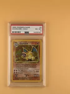 Charizard 1999 Pokemon Card Game Base Set Unlimited Holo #4 004/102 PSA 6 EX-MT - Picture 1 of 2
