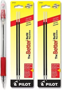 Pilot EasyTouch Ball Point Stick Pens Fine Point 0.7mm & Refills, Red Ink - Picture 1 of 3