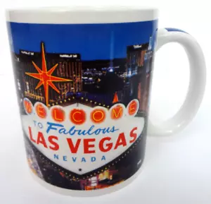 BIENVENIDO A FABULOSO TAZA DE CAFÉ DE LAS VEGAS TAZA DE TÉ DE COLECCIÓN RECUERDO FAMOSO LETRERO - Imagen 1 de 6