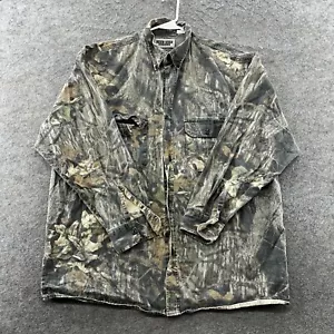 VTG Hunting Shirt Mens XL Green Brown Real Tree Camo Heavy Cloth Jerzees 90s - Picture 1 of 11