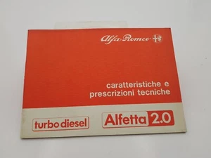 Manual Uso y Mantenimiento Alfa Romeo Alfetta 2.0 Turbod Características Y - Imagen 1 de 24