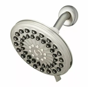 6-Spray 7 in. Drencher Wall Mount Fixed Adjustable Shower Head in Brushed Nickel - Picture 1 of 8