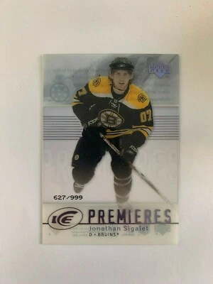 2007-08 Upper Deck Ice #143 Jonathan Sigalet 627/999 RC - Boston Bruins - Image 1 of 2