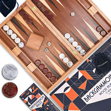 17 Inch Backgammon Set for Adults. Beautiful Wood Inlaid Backgammon Game with Un