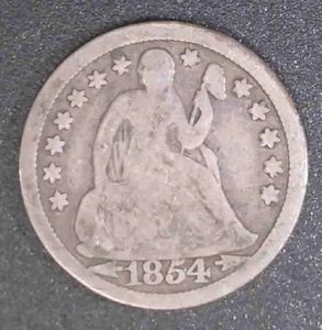 1854, Frecce alla data, 10C Liberty seduto Dime - Foto 1 di 2
