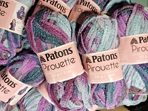 (Lot of 2) Patons Pirouette Orchid Shimmer Skiens Ruffle Sparkling Purples Gray - Picture 1 of 9