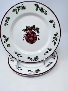 Christopher Radko Holiday Celebrations Red Trim Salad Plate With Ornament - Picture 1 of 8