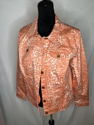 Chaqueta JOAN RIVERS Talla 16 Estampado Animal Albaricoque/Coral Mezcla Algodón Foto 1 de 4