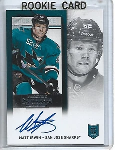 Matt Irwin 2013-14 Panini Contenders Autographed Rookie Card #203-Sharks - Picture 1 of 2