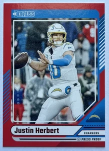 Justin Herbert 2024 Donruss #250 Red Press Proof Los Angeles Chargers - Bild 1 von 2