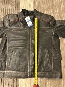 CHAYEL Cafe Racer Jacke Herren Retro Motorrad Distressed Schwarz - Bild 1 von 18