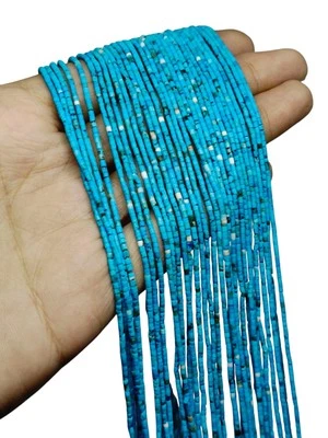 Tubo espaciador Heishi turquesa natural afgano de 3 hebras cuentas sueltas 1,5 mm sin teñir Foto 1 de 4