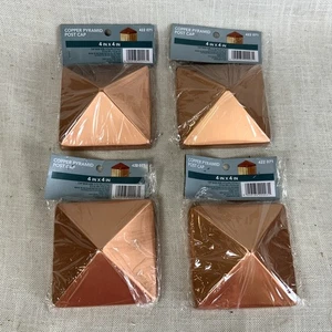 NEW Set Of 4 Copper Pyramid Fence Post Caps 4” X 4” New In Packages - Picture 1 of 4