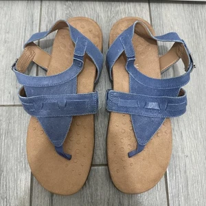 Vionic Lupe Flat Sandal Womens Size 9.5 Blue Leather FG/TVW5512 - Picture 1 of 14