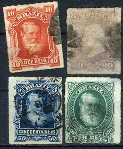 Brasil 1878 Emperador Dom Pedro Usado (SC# 68-70, 72) - Imagen 1 de 1