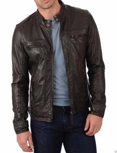 AM Leathers Real Lambskin Soft Leather Jacket For Men With YKK Zipper - Black - Picture 1 of 2