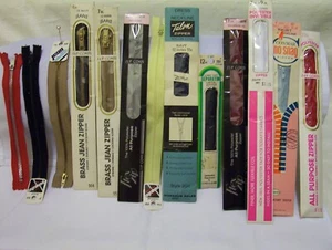 ZIPPERS, 13 TALON, COATS/CLARK, 3 BRASS FOR JEANS, 6, 7,9,12, 22", NOS, VTG, - Picture 1 of 7