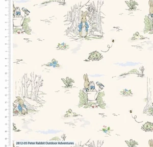 100% Cotton Digital Fabric Beatrix Potter Peter Rabbit Sold in full meter - Picture 1 of 2