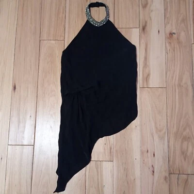 Vestido feminino Haute Hippie preto seda maciça sem mangas tamanho XS - Imagem 1 de 4