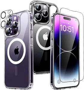 Coque iPhone 16 15 14 13 12 11 MagSafe + Verre Trempé Écran + Protection Caméra - Photo 1/16