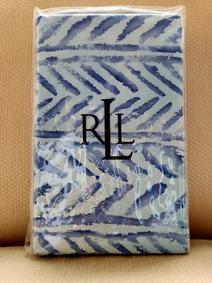 RALPH LAUREN Jamaica Azul Chevron KING FUNDAS DE ALMOHADA PAR ESPIGA SUAVE 450TC Foto 1 de 4