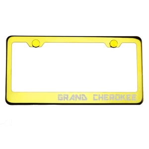 Gold Chrome License Plate Frame GRAND CHEROKEE Laser Etched Metal Screw Cap - Bild 1 von 8