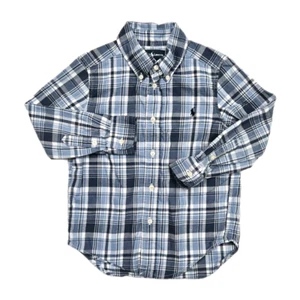 Ralph Lauren Shirt Boy Size 4 Blue Plaid Long Sleeve Button Down Toddler - Picture 1 of 6