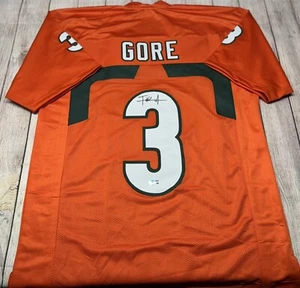 MIAMI HURRICANES FRANK GORE SIGNED ORANGE CUSTOM JERSEY BECKETT COA!!!! - Picture 1 of 3