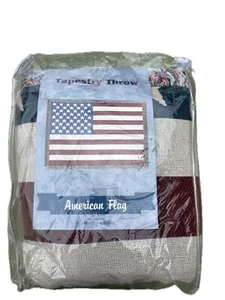 American Flag Blanket Woven NIP 50x60 100% Cotton - Picture 1 of 2