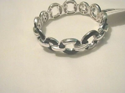 PULSERA ELÁSTICA ESLABONES TONO PLATA Y NEGRO NUEVA Foto 1 de 4