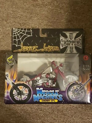 NIB Muscle Machines Black 1/18 Cherry CFL James West Coast Chopper Motorcycle - Image 1 of 4