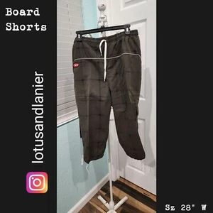 Men's Swimwear Army /Black Plaid Board Shorts Sz 28"W - Picture 1 of 7