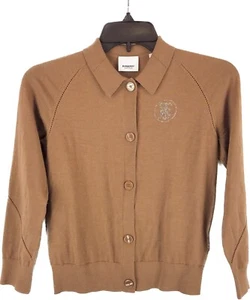BURBERRY⚡️Girl's size 10Y crystal TB monogram Merino wool cardigan kids children - Picture 1 of 5