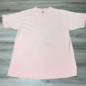 Vintage Duck Head Shirt Mens XL Pink Short Sleeve Pocket Tee Made in USA Blank - Picture 1 of 6