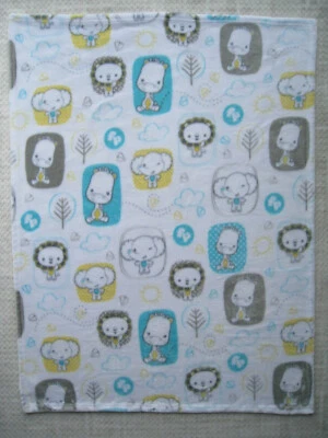 Fisher Price Baby Blanket White Blue Gray Elephant Lion Soft Plush Lovey Costco Foto 1 de 4