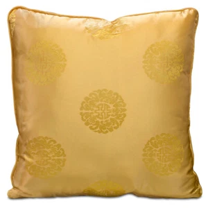US SELLER - Gold Chinese Silk Pillow (#1) - Picture 1 of 2