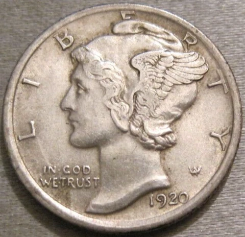 EXTRA NICE AS SHOWN - 1920 P MERCURY DIME *** 90% SILVER *** 632 Cover