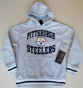 PITTSBURGH STEELERS HOODED SWEATSHIRT HOODIE YOUTH S M GRAY NWT 100% POLYESTER - Picture 1 of 2