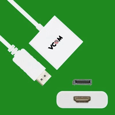 1x Cable Convertidor Adaptador HDMI Macho DisplayPort a Hembra, Chapado en Oro, Blanco Foto 1 de 3