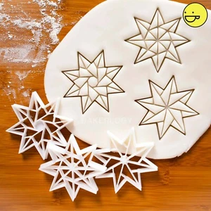 Set of 3: 8-Pointed Star cookie cutters | origami Christmas stars Xmas biscuit - Picture 1 of 11