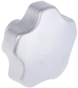 RS Pro STAINLESS STEEL KNOB 50mm M12x21mm Threaded Hole, Multiple Lobes, Silver - Picture 1 of 5