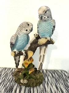 Pair of Parrot Birds Figurine On a Branch 8" - Picture 1 of 7