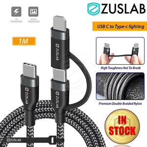 USB Type C PD 60W/20W 2 in-1 Braided Cable Data Fast Charger For Samsung Apple